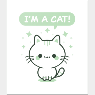 I'm A Cat! - Green Kitty Posters and Art